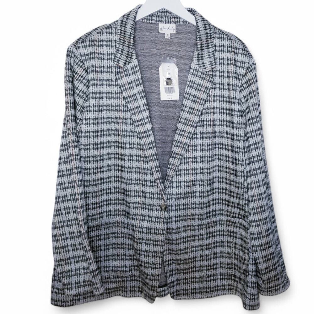 3 FOR $25 - *NEW* WONDERLY Knit Houndstooth One-Button Blazer - Size 4X